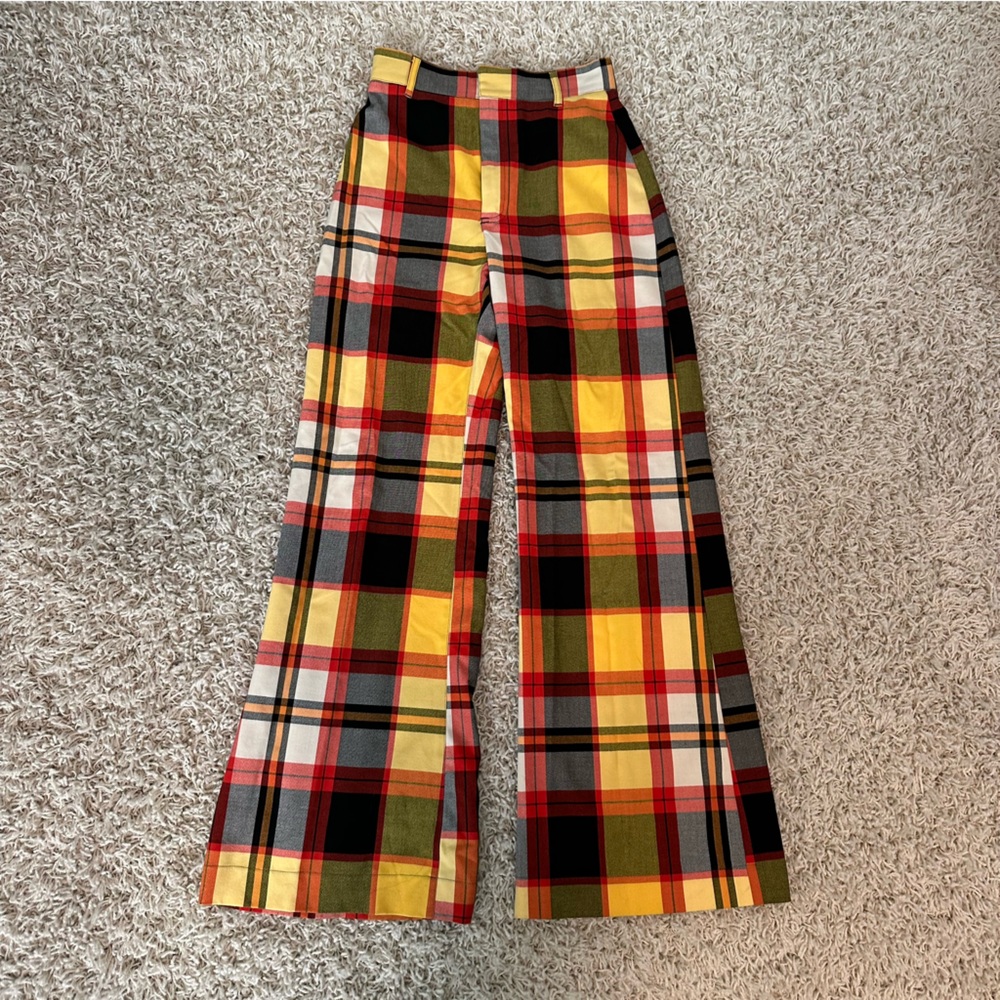 Free People Plaid Wide Leg Pants